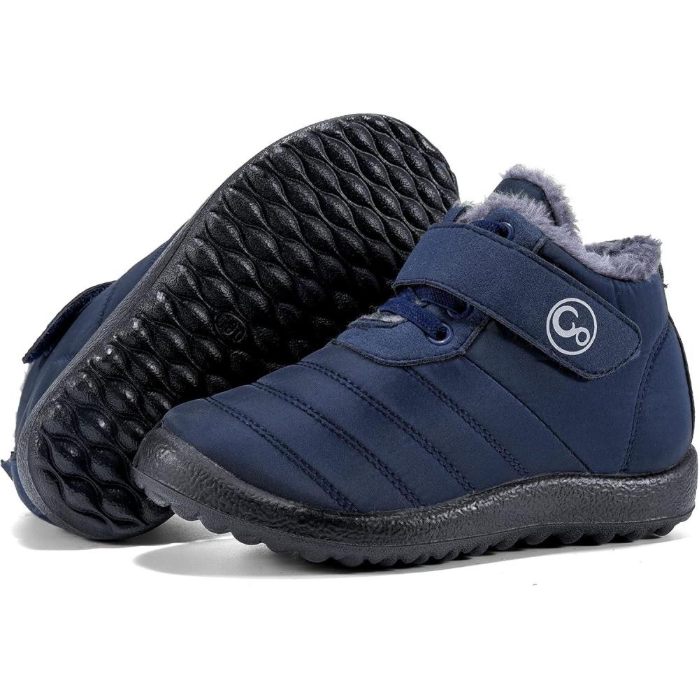 imageAblanczoom Boys Girls Winter Snow Boots  Comfortable Warm Fur Lined Toddler Boot Outdoor Waterproof Slip On Walking Ankle Booties For Little KidBlue