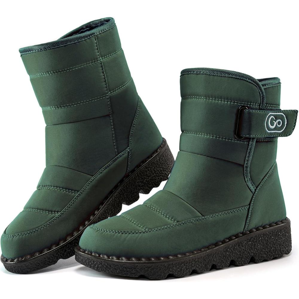 imageAblanczoom Womens Winter Snow Boots With Warm Fur Lining Comfortable Booties Non Slip Waterproof Outdoor ShoesGreen