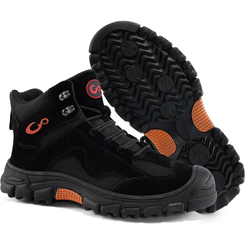 imageAblanczoom Work Boots for Men Steel Toe  Safety Working Boots Mens Industrial Construction Footwear Slip Resistant Comfortable Breathable Durable BootBlack