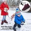 Ablanczoom Boys Girls Winter Snow Boots – Comfortable Warm Fur Lined Toddler Boot Outdoor Waterproof Slip On Walking Ankle Booties For Little Kid(Wine Red)