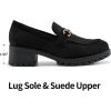 Ablanczoom Chunky Loafers for Women Platform: Comfortable Suede Penny Womens Loafer Dressy Slip On Casual Office Business Shoes(Black)