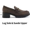 Ablanczoom Chunky Loafers for Women Platform: Comfortable Suede Penny Womens Loafer Dressy Slip On Casual Office Business Shoes(Coffee)