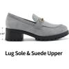 Ablanczoom Chunky Loafers for Women Platform: Comfortable Suede Penny Womens Loafer Dressy Slip On Casual Office Business Shoes(Light Grey)