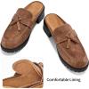 Ablanczoom Mules for Women Dressy Comfortable: Slip On Backless Womens Mules Platform Chunky Loafers for Work Office Business(Brown)