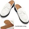 Ablanczoom Mules for Women Dressy Comfortable: Slip On Backless Womens Mules Platform Chunky Loafers for Work Office Business(White)