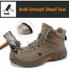 Ablanczoom Work Boots for Men Steel Toe – Safety Working Boots Mens Industrial Construction Footwear Slip Resistant Comfortable Breathable Durable Boot(Brown)