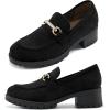 Ablanczoom Chunky Loafers for Women Platform: Comfortable Suede Penny Womens Loafer Dressy Slip On Casual Office Business Shoes(Black)