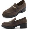 Ablanczoom Chunky Loafers for Women Platform: Comfortable Suede Penny Womens Loafer Dressy Slip On Casual Office Business Shoes(Coffee)
