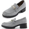 Ablanczoom Chunky Loafers for Women Platform: Comfortable Suede Penny Womens Loafer Dressy Slip On Casual Office Business Shoes(Light Grey)