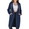 Ablanczoom Hoodies for Women Fashion Sweatshirts: Comfortable Full Zip Up Hoodie Womens Long Fleece Sweatshirt with Pockets(Dark Blue)
