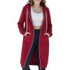 Ablanczoom Hoodies for Women Fashion Sweatshirts: Comfortable Full Zip Up Hoodie Womens Long Fleece Sweatshirt with Pockets(Red)
