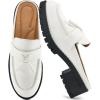 Ablanczoom Mules for Women Dressy Comfortable: Slip On Backless Womens Mules Platform Chunky Loafers for Work Office Business(White)