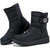 Ablanczoom Womens Winter Snow Boots With Warm Fur Lining Comfortable Booties Non Slip Waterproof Outdoor Shoes(Black)