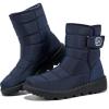 Ablanczoom Womens Winter Snow Boots With Warm Fur Lining Comfortable Booties Non Slip Waterproof Outdoor Shoes(Dark Blue)