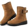 Ablanczoom Womens Winter Snow Boots With Warm Fur Lining Comfortable Booties Non Slip Waterproof Outdoor Shoes(Yellow)