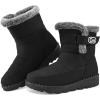 Ablanczoom Womens Winter Snow Boots with Fur Lined Warm Comfortable Booties Outdoor Waterproof Anti Slip Shoes(Black)