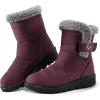 Ablanczoom Womens Winter Snow Boots with Fur Lined Warm Comfortable Booties Outdoor Waterproof Anti Slip Shoes(Wine Red)