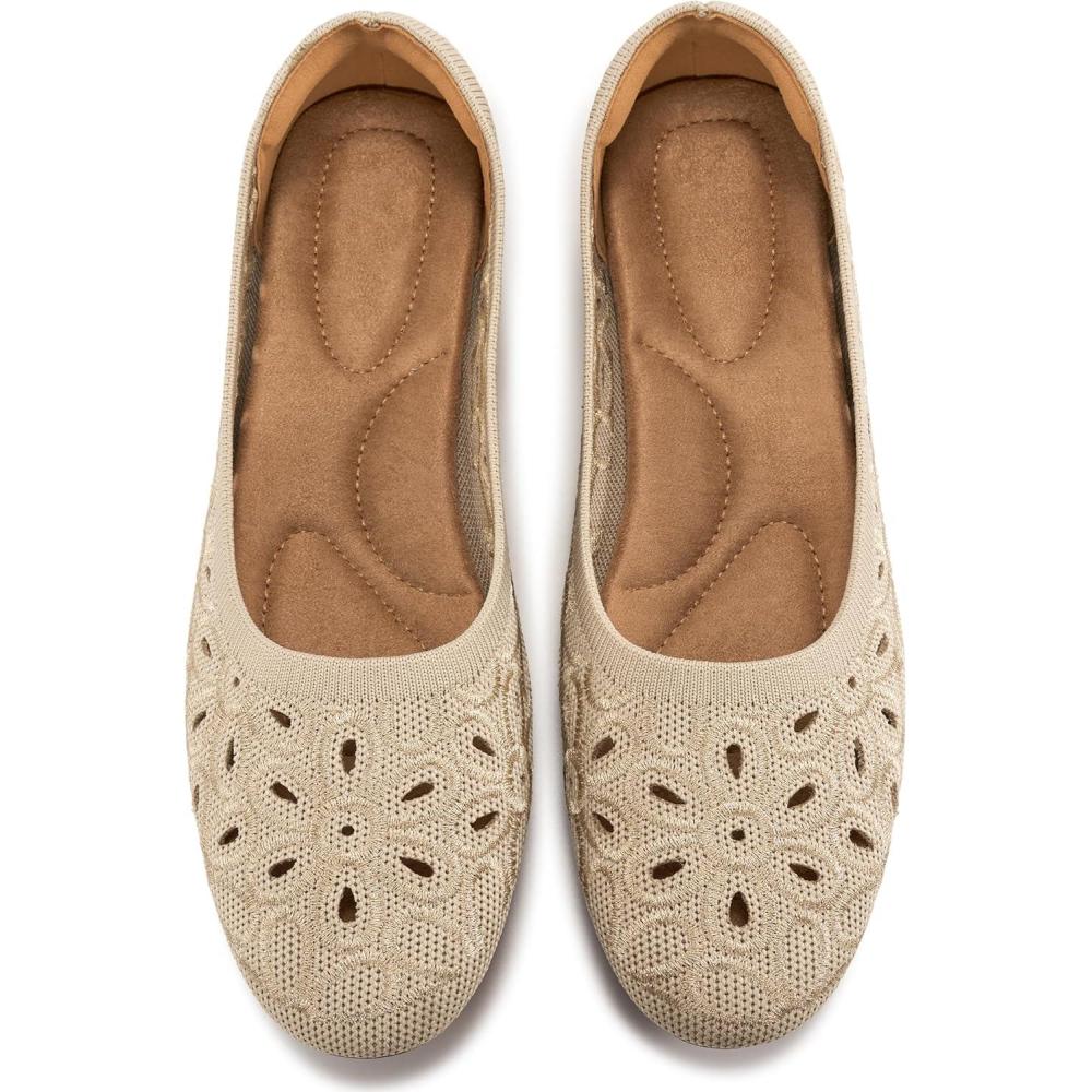 imageAblanczoom Ballet Flats Shoes for Women Round Toe Slip on Summer Comfortable Dress Shoes for Work Casual WeddingBeige