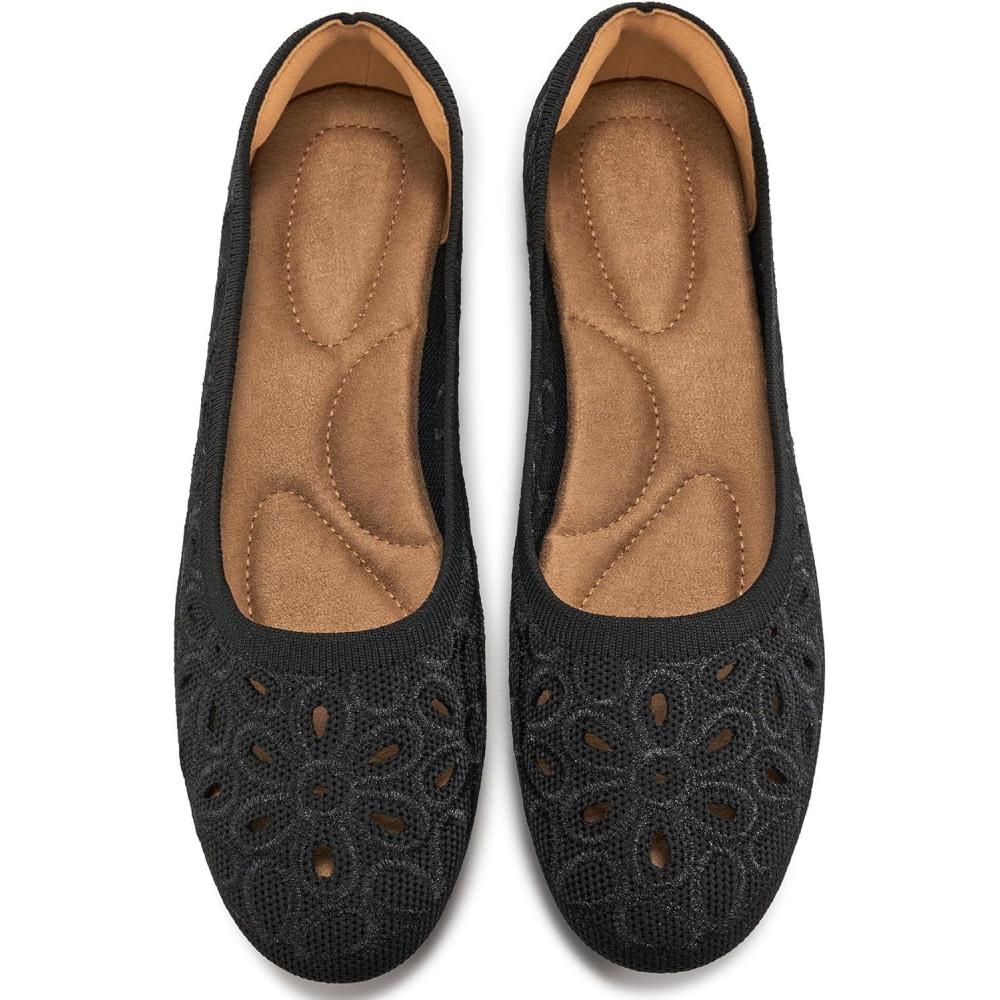 imageAblanczoom Ballet Flats Shoes for Women Round Toe Slip on Summer Comfortable Dress Shoes for Work Casual WeddingBlack