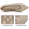 Ablanczoom Ballet Flats Shoes for Women: Dressy Pointed Toe Bow Knit Flats Comfortable Slip On Work Business Shoes for Driving Dating Wedding(Beige)