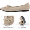 Ablanczoom Ballet Flats Shoes for Women: Dressy Pointed Toe Bow Knit Flats Comfortable Slip On Work Business Shoes for Driving Dating Wedding(Beige)