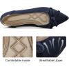 Ablanczoom Ballet Flats Shoes for Women: Dressy Pointed Toe Bow Knit Flats Comfortable Slip On Work Business Shoes for Driving Dating Wedding(Blue)
