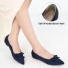 Ablanczoom Ballet Flats Shoes for Women: Dressy Pointed Toe Bow Knit Flats Comfortable Slip On Work Business Shoes for Driving Dating Wedding(Blue)