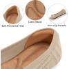 Ablanczoom Ballet Flats Shoes for Women: Dressy Round Toe Bow Knit Flats Comfortable Slip On Dress Shoes for Work Business Wedding(Beige)