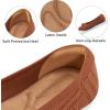 Ablanczoom Ballet Flats Shoes for Women: Dressy Round Toe Bow Knit Flats Comfortable Slip On Dress Shoes for Work Business Wedding(Brown)