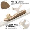 Ablanczoom Flat Sandals for Women Comfortable: Dressy Open Toe Ankle Strap Bohemian Womens Sandal Summer Beach Travel(Beige)