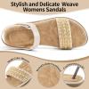 Ablanczoom Flat Sandals for Women Comfortable: Dressy Open Toe Ankle Strap Bohemian Womens Sandal Summer Beach Travel(Beige)