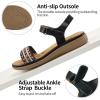 Ablanczoom Flat Sandals for Women Comfortable: Dressy Open Toe Ankle Strap Bohemian Womens Sandal Summer Beach Travel(Black)