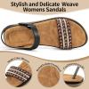 Ablanczoom Flat Sandals for Women Comfortable: Dressy Open Toe Ankle Strap Bohemian Womens Sandal Summer Beach Travel(Black)