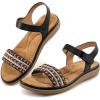 Ablanczoom Flat Sandals for Women Comfortable: Dressy Open Toe Ankle Strap Bohemian Womens Sandal Summer Beach Travel(Black)