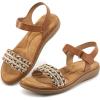 Ablanczoom Flat Sandals for Women Comfortable: Dressy Open Toe Ankle Strap Bohemian Womens Sandal Summer Beach Travel(Brown)