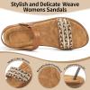 Ablanczoom Flat Sandals for Women Comfortable: Dressy Open Toe Ankle Strap Bohemian Womens Sandal Summer Beach Travel(Brown)