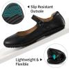 Ablanczoom Mary Jane Flats for Women: Dressy Round Toe Ankle Strap Ballet Flats Comfortable Dress Shoes for Work Office Business(Black)
