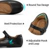 Ablanczoom Mary Jane Flats for Women: Dressy Round Toe Ankle Strap Ballet Flats Comfortable Dress Shoes for Work Office Business(Black)