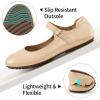 Ablanczoom Mary Jane Flats for Women: Dressy Round Toe Ankle Strap Ballet Flats Comfortable Dress Shoes for Work Office Business(Nude)