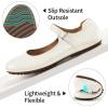 Ablanczoom Mary Jane Flats for Women: Dressy Round Toe Ankle Strap Ballet Flats Comfortable Dress Shoes for Work Office Business(White)