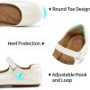 Ablanczoom Mary Jane Flats for Women: Dressy Round Toe Ankle Strap Ballet Flats Comfortable Dress Shoes for Work Office Business(White)