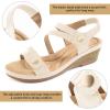 Ablanczoom Wedge Sandals for Women Dressy: Comfortable Elastic Ankle Strap Summer Causal Walking Low Platform Sandal(Apricot)