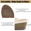 Ablanczoom Wedge Sandals for Women Dressy: Comfortable Elastic Ankle Strap Summer Causal Walking Low Platform Sandal(Apricot)