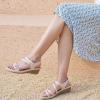 Ablanczoom Wedge Sandals for Women Dressy: Comfortable Elastic Ankle Strap Summer Causal Walking Low Platform Sandal(Apricot)