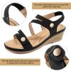 Ablanczoom Wedge Sandals for Women Dressy: Comfortable Elastic Ankle Strap Summer Causal Walking Low Platform Sandal(Black)