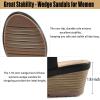 Ablanczoom Wedge Sandals for Women Dressy: Comfortable Elastic Ankle Strap Summer Causal Walking Low Platform Sandal(Black)