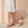 Ablanczoom Wedge Sandals for Women Dressy: Comfortable Elastic Ankle Strap Summer Causal Walking Low Platform Sandal(Brown)