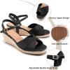 Ablanczoom Wedge Sandals for Women Espadrilles: Dressy Platform Open Toe Ankle Strap Summer Wedges Heels for Casual Vacation Travel Work(Black)