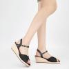 Ablanczoom Wedge Sandals for Women Espadrilles: Dressy Platform Open Toe Ankle Strap Summer Wedges Heels for Casual Vacation Travel Work(Black)