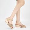 Ablanczoom Wedge Sandals for Women Espadrilles: Dressy Platform Open Toe Ankle Strap Summer Wedges Heels for Casual Vacation Travel Work(Champagne)